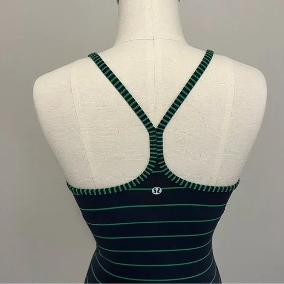 Lululemon Power Y Tank Top Stripe Green Bean Inkwell Navy - Picture 11 of 14
